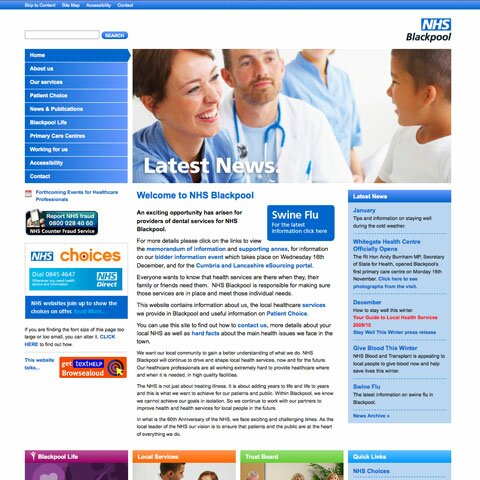 NHS Blackpool Web Design