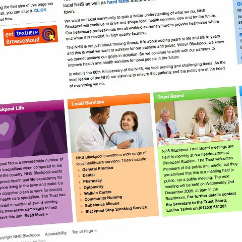 NHS Blackpool Web Design