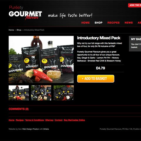 Pureety Gournet Flavours Web Design