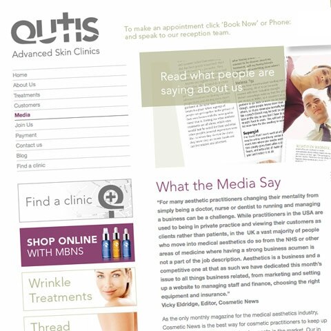 Qutis Clinics Web Design