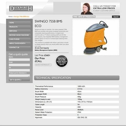 Duckworth Cleaning Machines Web Design