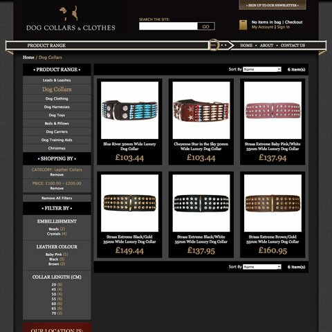 Dog Collars & Clothes Web Design