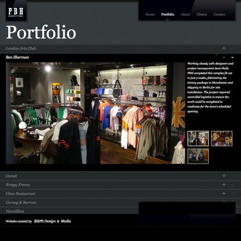 PBH Shopfitters Web Design