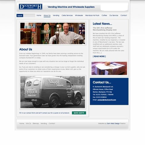 Duckworth Vending Machines Web Design