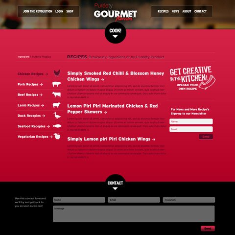 Pureety Gourmet Flavours Web Design